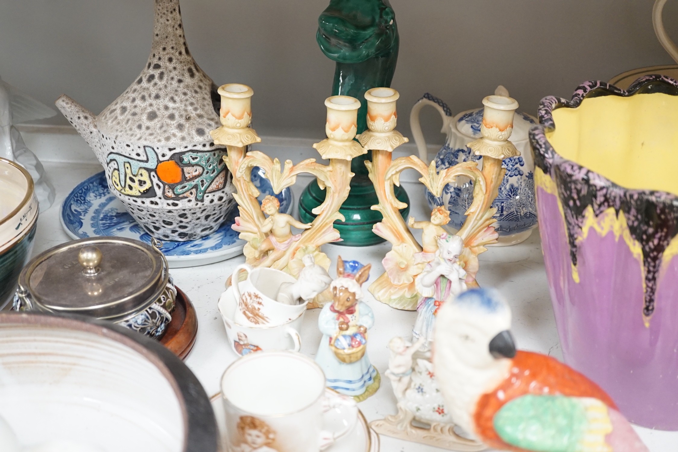 A large quantity of various ceramics including Samson, Rosenthal, studio pottery and glass